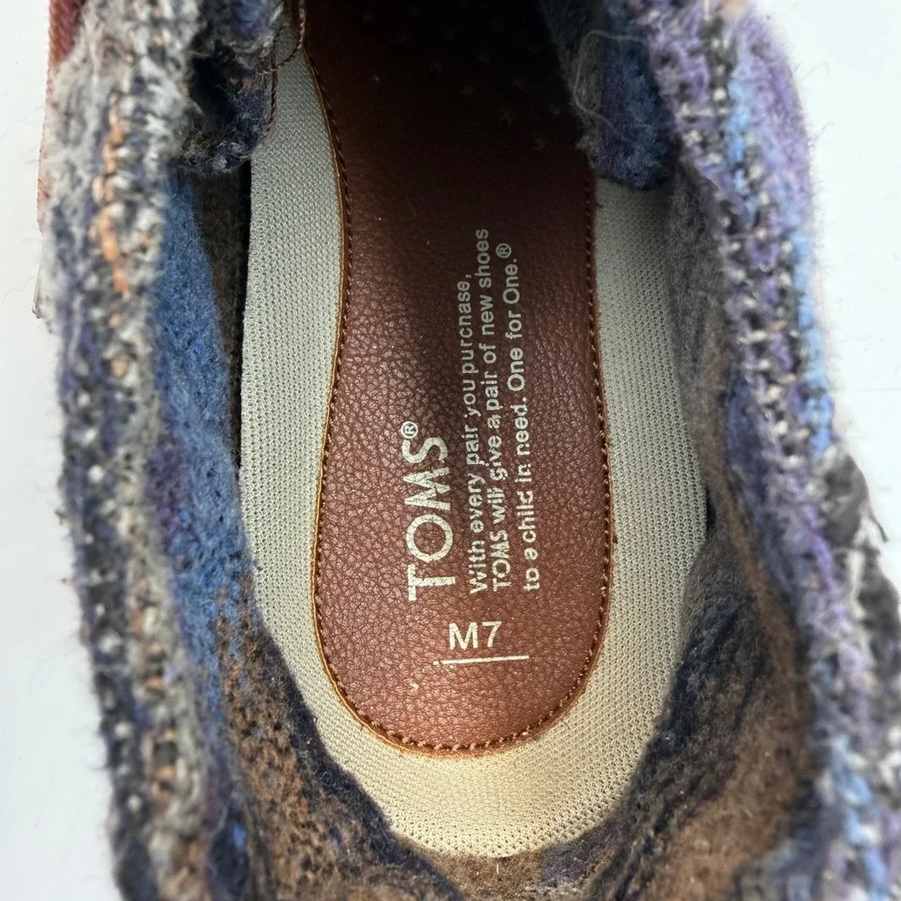 TOMS Mens Chukka Boots Woven Textile Southwestern Blue Brown Size 7 M7